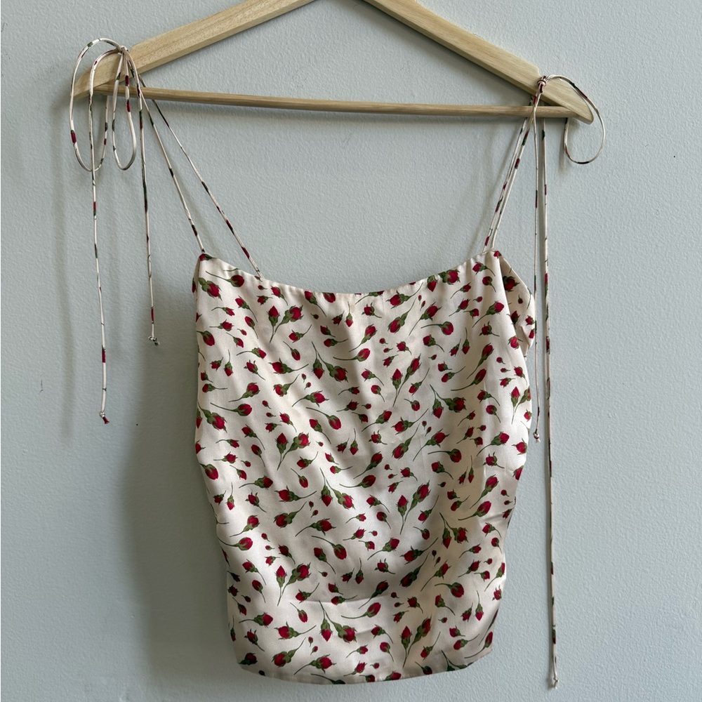 Reformation Rose Floral Satin Cami Top Size 2